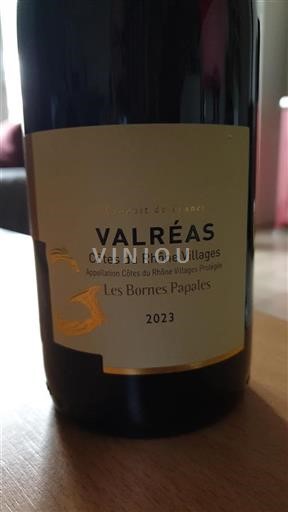 Vin Rouge sec Les Bornes Papales Valréas 2023 France Vallée du Rhône Côtes-du-rhône-villages AOC