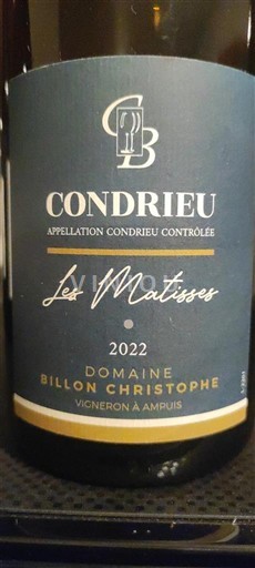 Valle del Rodano Condrieu Domaine Billon Christophe Les Matisses 2022