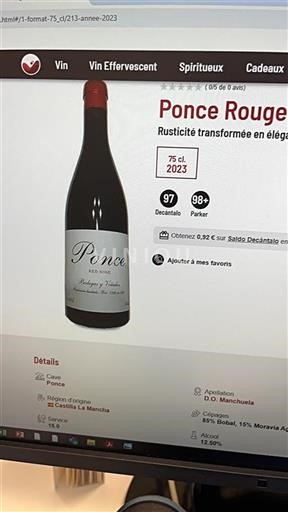 Castela-La Mancha Manchuela Ponce Ponce red wine 2023