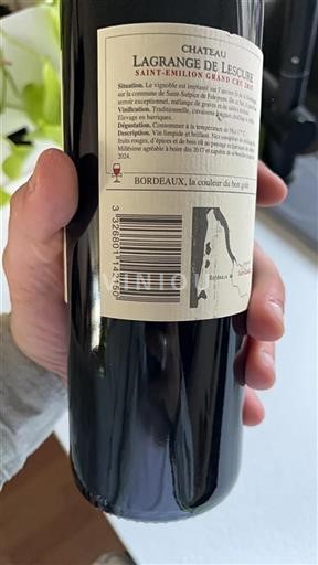 Bordeaux Saint-Émilion Grand Cru Château Lagrange de Lescure 2015