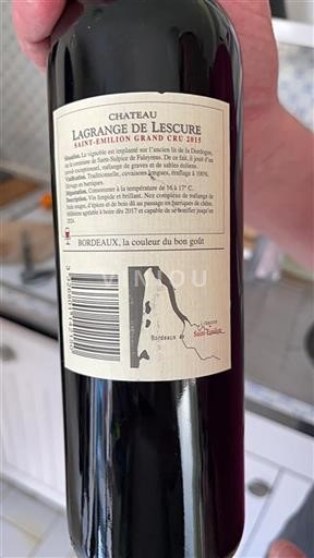 Bordeaux Saint-Émilion Grand Cru Château Lagrange de Léscure 2015