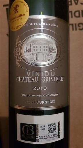 Bordeaux Médoc Cru Bourgeois Château Grivière 2010