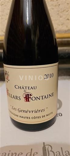 Bourgogne Hautes Côtes de nuits Château Villars Fontaine Les Genévrières 2010