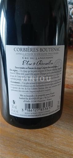 Languedoc Corbières-boutenac Les Celliers Orfée Être et Renaitre Ei vuosikertaa
