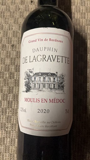 Bordeaux Moulis-en-Médoc Dauphin de Lagravette 2020
