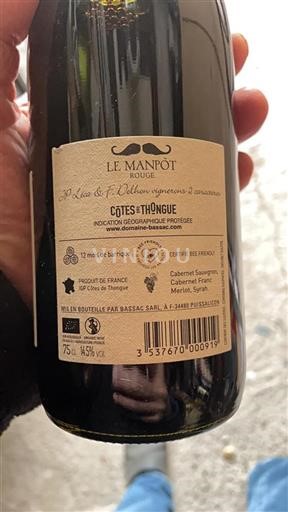 Languedoc và Roussillon Côtes de Thongue Domaine Bassac Le Manpôt Rouge Không niên vụ