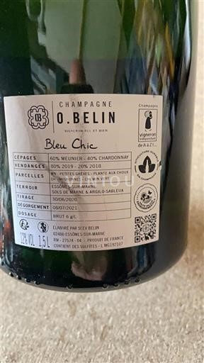 Champaña Champán O. Belin Bleu Chic Sin añada