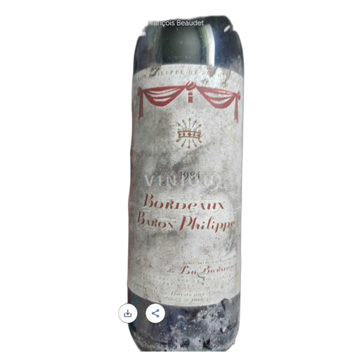 Vin Rouge sec La Baronne Château Baron Philippe 1984 France Bordeaux AOC