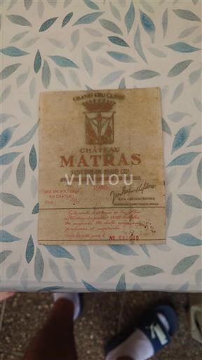 Vin Rouge sec Château Matras 1986 France Bordeaux Saint-Émilion AOC Grand Cru