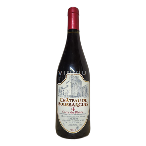 Vin Rouge sec Château Boussargues 2021 France Vallée du Rhône Côtes-du-rhône AOC