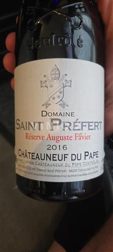 Rhône Valley Châteauneuf-du-Pape Domaine Saint Préfert Réserve Auguste Favier 2016