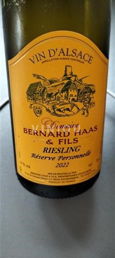 Alsazia Grand Cru Domaine Bernard Haas & Fils Réserve Personnelle 2022