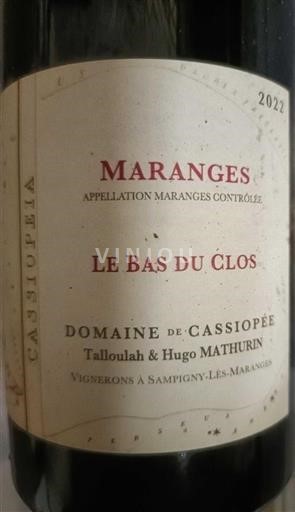 Borgoña Maranges Domaine Cassiopée Le Bas du Clos 2022