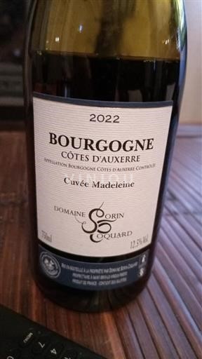 Burgundi Bourgogne Côtes d'Auxerre Domaine Sorin Coquard Madeleine 2022