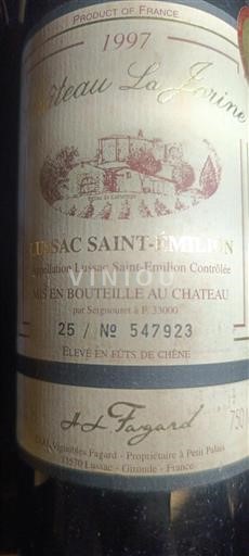 Burdeos Lussac-Saint-Émilion Château La Jorine 1997