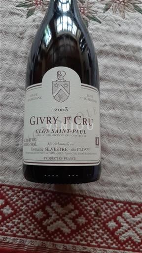 Burgundija Ni doloceno Premier Cru Domaine Silvestre du Closel Clos Saint-Paul 2003