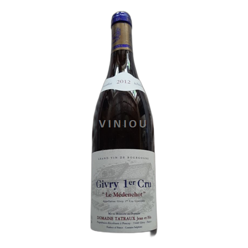 Vin Rouge sec Le Médenchot Domaine Tatraux Jean et Fils 2012 France Bourgogne Givry AOC Premier Cru