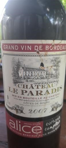 Bordeaux Côtes-de-bourg Château Le Paradis 2007