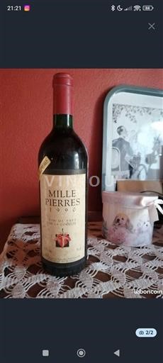Vin Rouge sec Mille Pierres 1990 France Sud-Ouest IGP