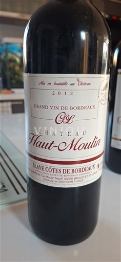 Bordeaux Blaye-Côtes-de-Bordeaux Château Haut-Moulin 2012