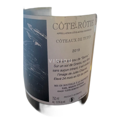 Vin Rouge sec Coteaux de Tupin Earl Maison Stephan 2019 France Vallée du Rhône Côte-rôtie AOC