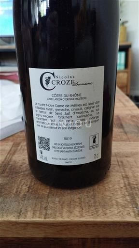 Thung lũng Rhône Côtes-du-rhône Domaine Nicolas Croze Notre Dame de Mélinas 2019