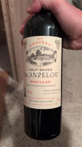 Bordeaux Pauillac Château Haut-Bages Monpelou 2015