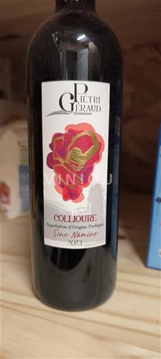 Rượu vang Rouge sec Sine Nomine Domaine Piétri Géraud 2023 Pháp Roussillon Collioure AOC