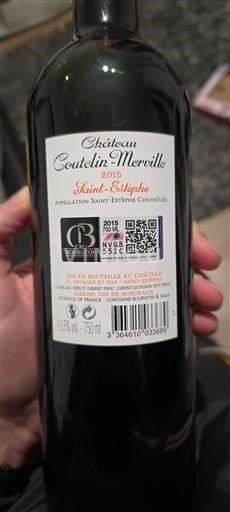 Bordeaux Saint-Estèphe Cru Bourgeois Château Coutelin-Merville 2015
