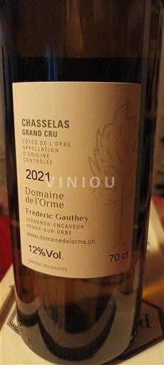 Waadt Côtes de l'Orbe AOC Domaine L'Orme Chasselas Grand Cru 2021