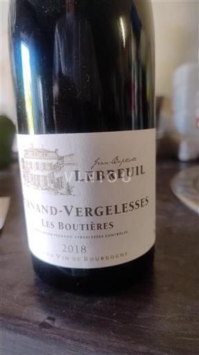 Borgonha Pernand-vergelesses Jean-Baptiste Lebreuil Les Boutières 2018