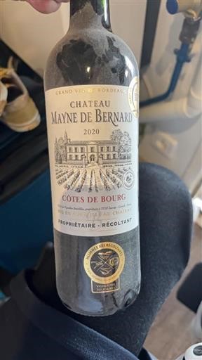 Bordeaux Côtes de Bourg Château Mayne de Bernard 2020