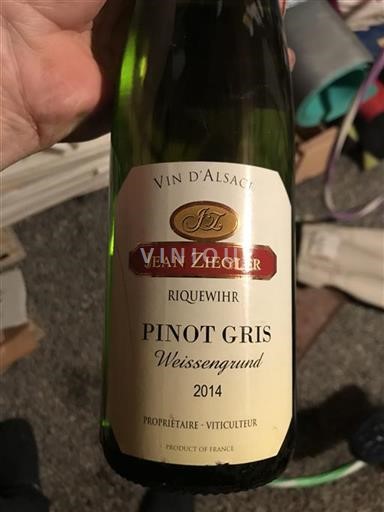 Alsácia Pinot gris Grand Cru Jean Ziegler Weissengrund 2014