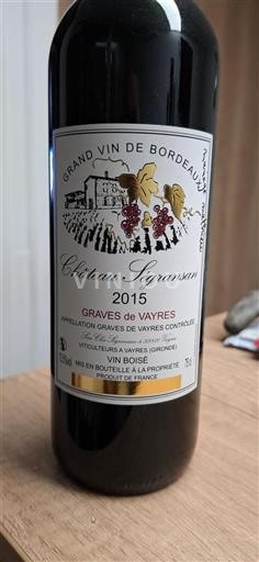 Burdeos Graves-de-vayres Château Ségransan Vin Boisé 2015