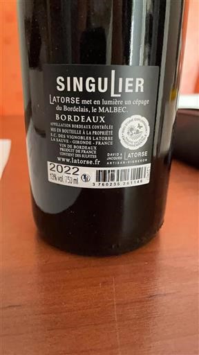 Bordeaux Latorse Singulier 2022