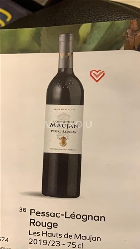 Bordéus Pessac-Léognan Les Hauts de Maujan 2019