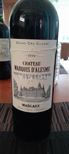 Bordeaux Margaux Grand Cru Château Marquis Alesme 2016