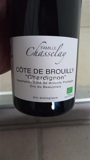 Vin Rouge sec Chardignon Famille Chasselay 2022 France Beaujolais Côte-de-brouilly AOC