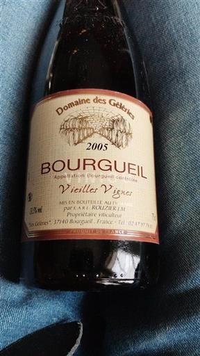 Vin Rouge sec Vieilles Vignes Domaine Des Géleries 2005 France Vallée de la Loire Bourgueil AOC