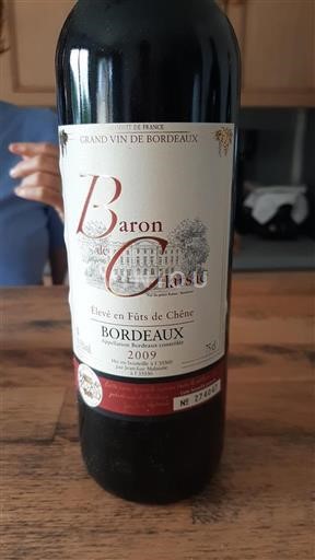 Vin Rouge sec Baron de Clarsac 2009 France Bordeaux AOC