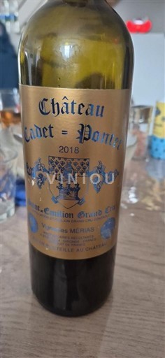 Бордо Сент-Емільйон Гран Крю Grand Cru Château Cadet-Pontet 2018