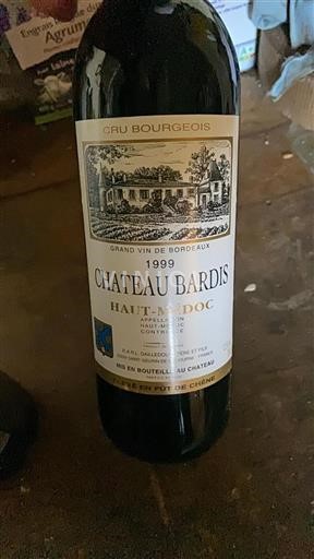 Vin Rouge sec Château Bardis 1999 France Bordeaux Haut-Médoc AOC Cru Bourgeois