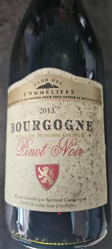 Burgundi Bourgogne Club des Sommeliers Pinot Noir 2013