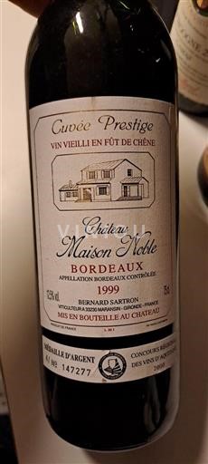 Bordeaux Château Maison Noble Prestige 1999
