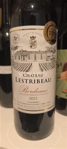 Vin Rouge sec Château Lestribeaux 2022 France Bordeaux AOC