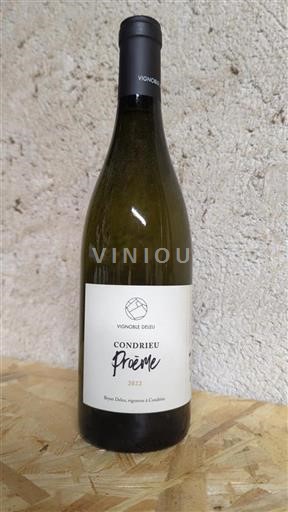Vin Blanc sec Prème Vignoble Deleu 2022 France Vallée du Rhône Condrieu AOC