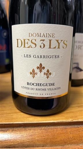 Vin Rouge sec Les Garrigues Domaine Des 3 Lys 2022 France Vallée du Rhône Côtes-du-rhône-villages AOC