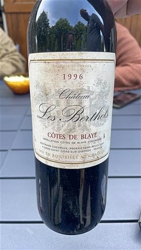 Bordeaux Côtes de Blaye Château Les Berthets 1996