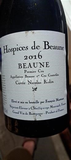 Bourgogne Beaune Premier Cru Hospices de Beaune Nicolas Rolin 2016