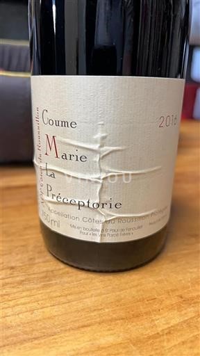 Vin Rouge sec Coume Marie La Préceptorie 2016 France Roussillon Côtes-du-roussillon AOC